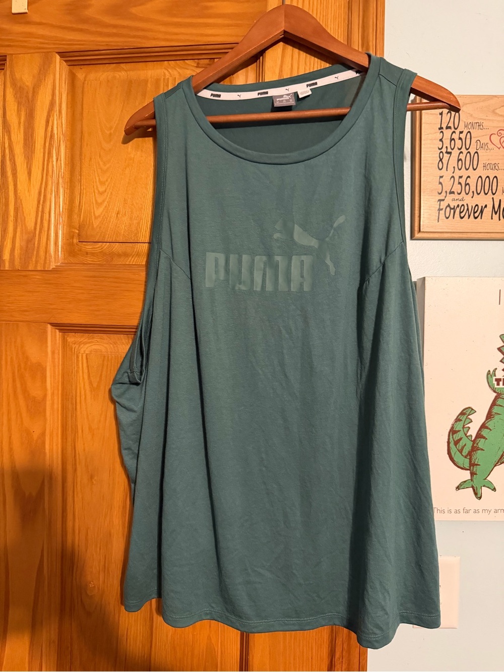 Puma Women's Teal Scoop Neck Muscle Tank
